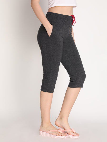 NEVA Women Cotton Capri Pants- Denim Milange