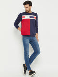 LIVFREE MEN'S ROUND NECK COLOR BLOCK SWEATSHIRT