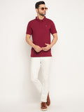 Neva Men Polo Neck Half Sleeves T-shirt Solid Pattern