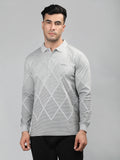 Neva Men Polo Neck Full Sleeves T-shirt Diamond pattern -15%Milange Grey