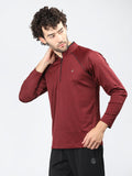 Neva Men T-Neck Full Sleeves T-shirt Textured pattern -Maroon Mix