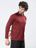 Neva Men T-Neck Full Sleeves T-shirt Textured pattern -Maroon Mix