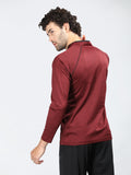 Neva Men T-Neck Full Sleeves T-shirt Textured pattern -Maroon Mix