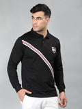 Neva Men Polo Neck Full Sleeves T-shirt Cross Striped pattern