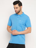 Neva Men Polo Neck Half Sleeves T-shirt Solid Pattern Chest Pocket