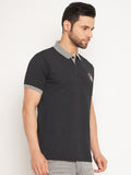 Neva Men Polo Neck Half Sleeves T-shirt Dotted pattern Chest Logo