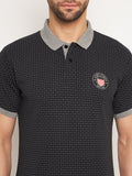 Neva Men Polo Neck Half Sleeves T-shirt Dotted pattern Chest Logo