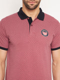 Neva Men Polo Neck Half Sleeves T-shirt Dotted pattern Chest Logo