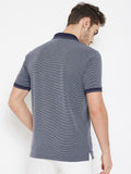 LivFree Polo Neck Men's T-Shirt in Dots Pattern Half Sleeve- Denim Mix