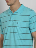 T-Shirt Pin Stripe For Men- Aqua Milange