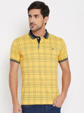 LIVFREE Polo Neck Men's T-Shirt in Checkered Pattern Half Sleeve