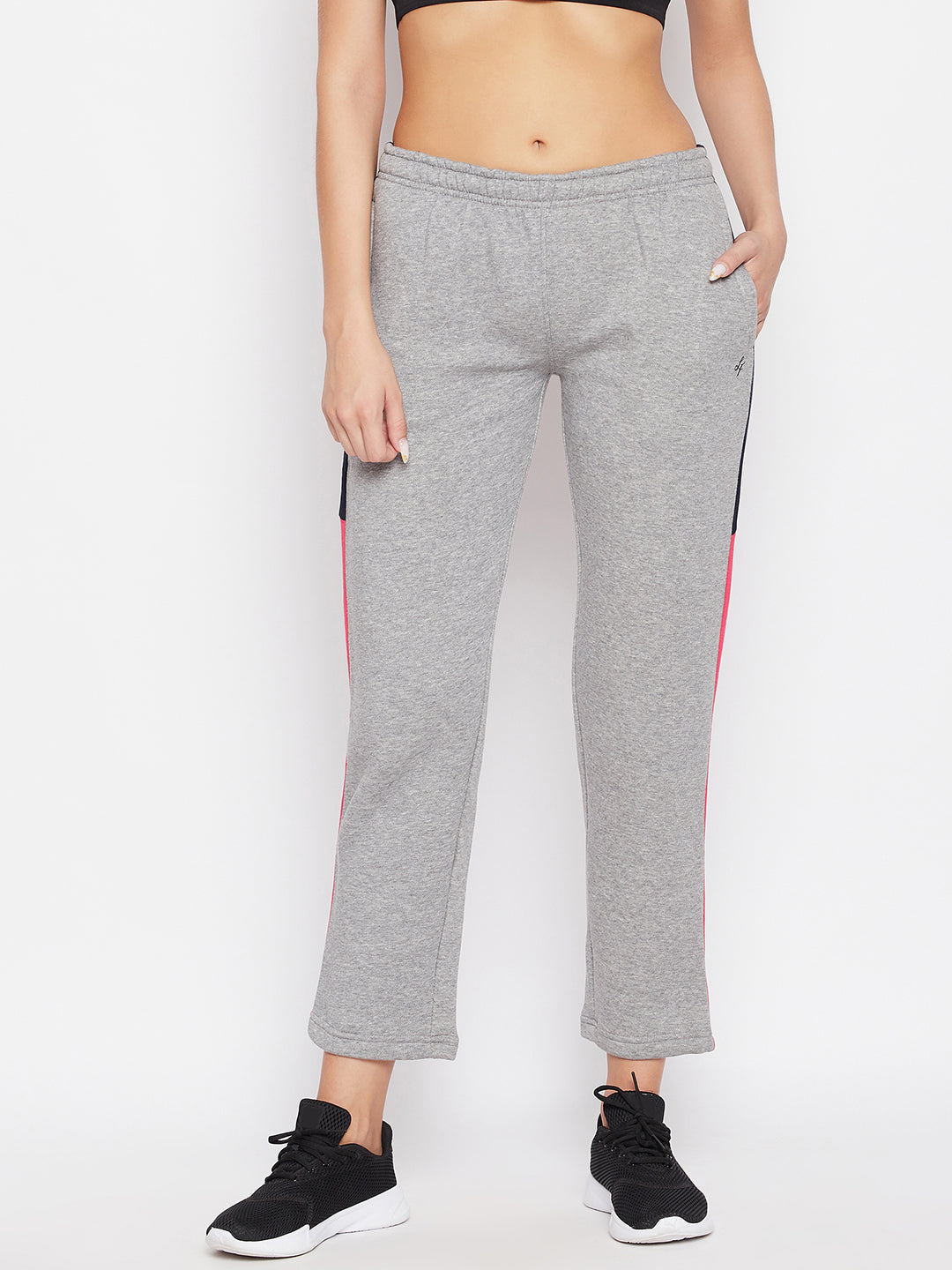 Livfree Women's Color Blocked Trackpant with pockets - 5% Milange Grey ...