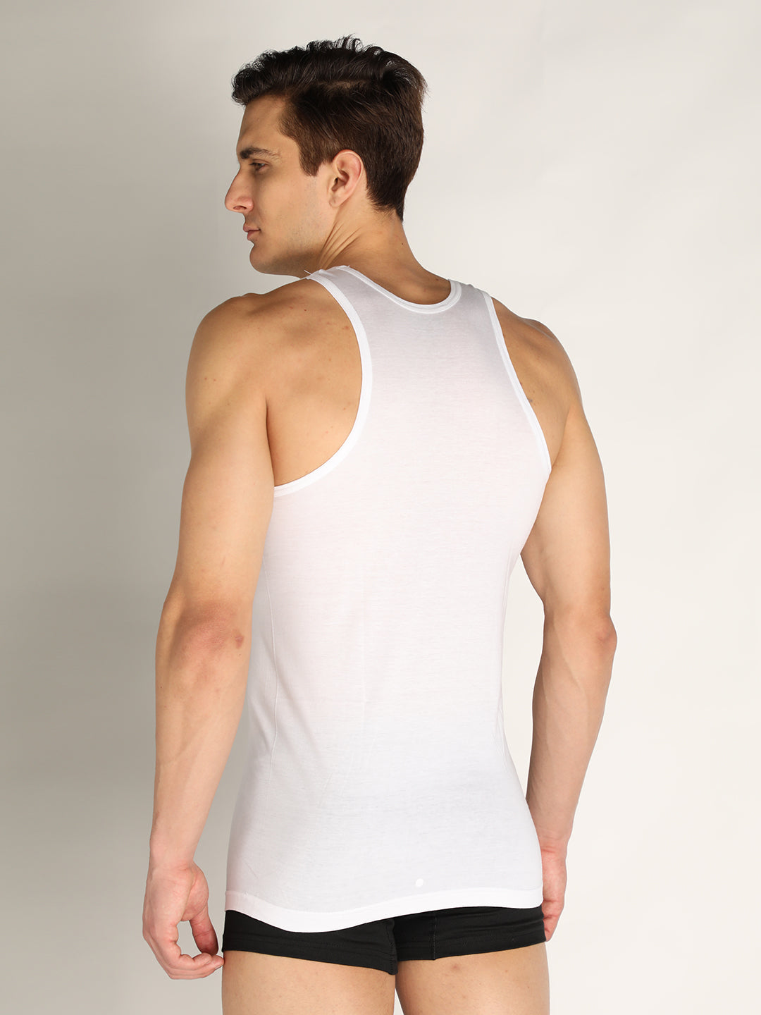 Neva Men's White Round Neck Sleeveless Super Soft Cotton Modal Base In –  Neva Clothing India